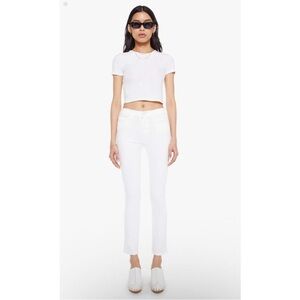 Mother The Mid Rise Dazzler Ankle Jeans Fairest Of Them All White Size 27‎